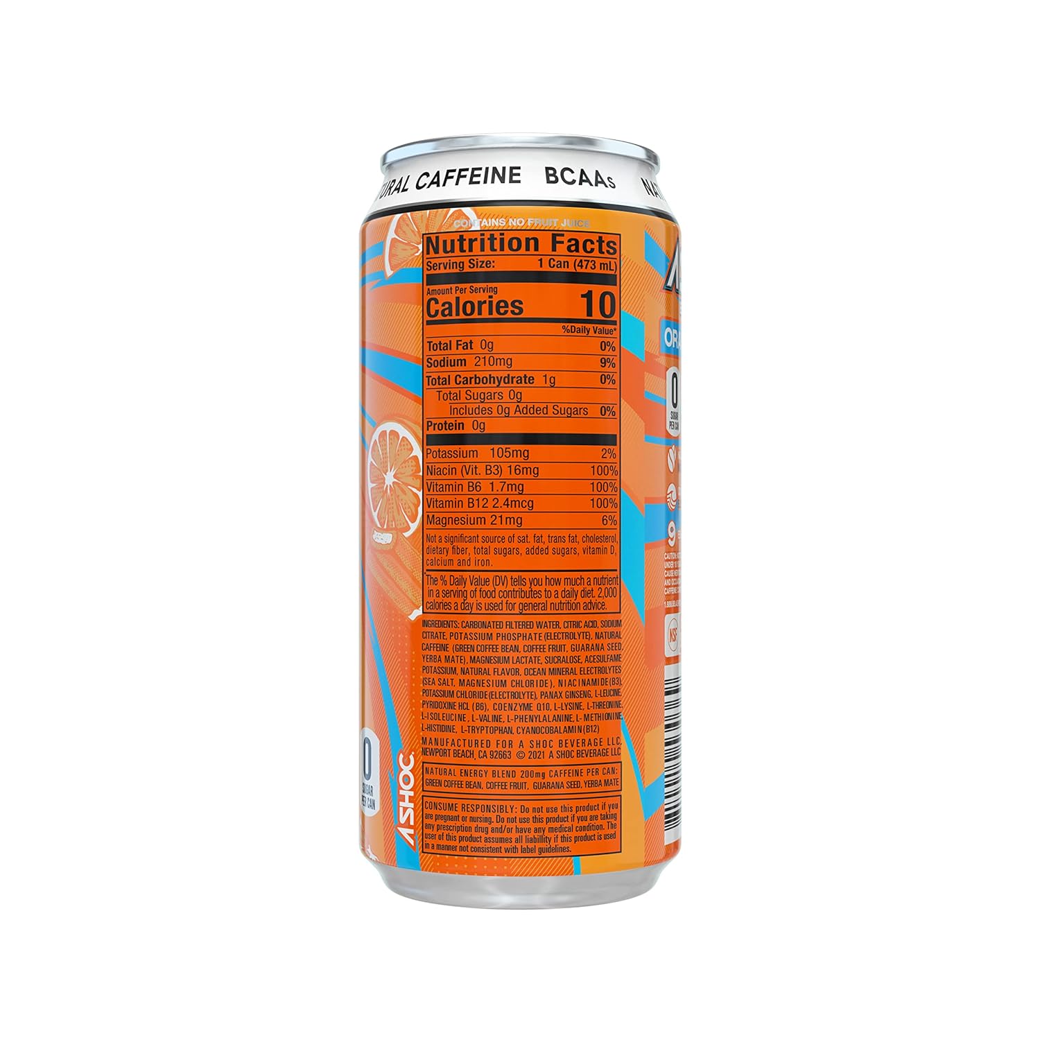 A SHOC Performance Energy Drink, Blue Raspberry, 16 Ounce Can, Natural Energy Blend, BCAAs, Ocean Mineral Electrolytes, and No Chemical Preservatives, 12-pack - Image 8